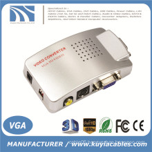 Computer VGA to AV RCA TV Monitor S-Video Signal Converter Adapter Switch Box PC Laptop